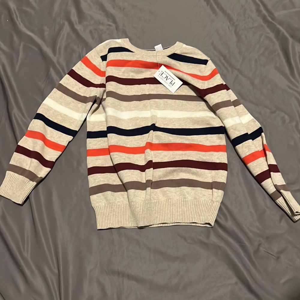 Brown multicolored striped sweater
